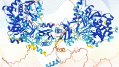 Iustración de la estuctura tridimensional de una proteína