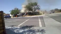 Fire fighters battle flames in Ridgecrest