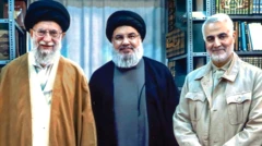عکس قاسم سلیمانی، حسن نصرالله و آیت الله خامنه‌ای