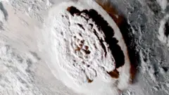 Satellite image of the eruption