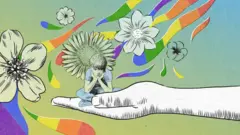 Ilustración de un adolescente con los colores de la bandera LGBT