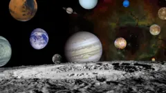 ภาพดาวเคราะห์ในระบบสุริยะที่ยานวอยาเจอร์ 2 บันทึกไว้ และนำมาประกอบรวมกัน