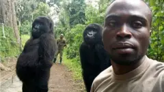 Ọzọdimgba chere foto esete onwe 'selfie' na Virunga National Park, n'obodo DR Congo