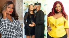 L-R Funke Akindele, Adesua and Banky W, ToolzO