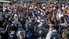 Tunisia protesters on July 26 2021
