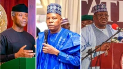 Osinbajo da Kashim Shettima da Sanata Ahmad Lawan