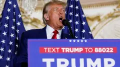 Former US President Donald Trump delivers remarks