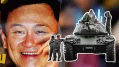 ภาพทักษิณ ชินวัตร และรถถัง