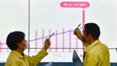 19일 서울 송파구 송파구청 재난안전상황실에서 관계자들이 코로나19 확진자 현황을 살펴보고 있다