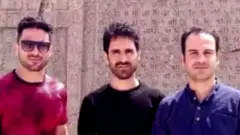 A photo of Navid, Vahid and Habib Afkari (left to right)