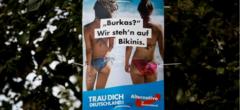 AfD-Wahlkampfbanner mit Botschaft: "Burka? Wir bevorzugen Bikinis"