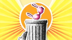 ਬ੍ਰਾਅ ਨੂੰ ਕੂੜੇਦਾਨ ਵਿੱਚ ਸੁੱਟਦੇ ਹੋਏ