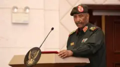 Sudan's military leader General Abdel Fattah al-Burhan stands at the podium in Khartoum, Sudan December 5, 2022.