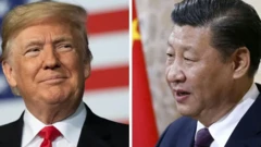 دو تصویر جداگانه در کنار هم از دونالد ترامپ و شی جین پینگ