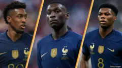 ثلاثي المنتخب الفرنسي أوريليان تشاويميني، وكينغسلي كومان، وراندال كولو مواني