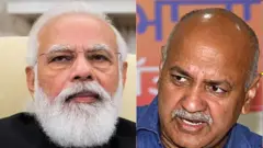 મનીષ સિસોદિયા અને વડા પ્રધાન નરેન્દ્ર મોદી