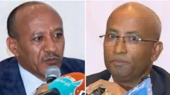 አቶ ተመስገን ጥሩነህ [በስተቀኝ]፤ ጄኔራል አደም መሐመድ [በስተግራ]