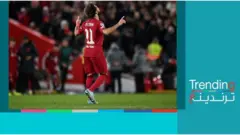 محمد صلاح يحتفل بعد تسجيله هدف ليفربول الأول في شباك نابولي