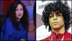 لاعب اتحاد المصارعة أحمد بغدودة والمصممة غادة والي