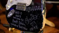 Guitar smashed by Kurt Cobain in 1991