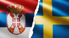 Zastava Srbije (levo) i Švedske (desno)