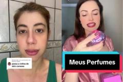 Vídeos de profissionais do sexo falando sobre cuidados com a pele e perfumes