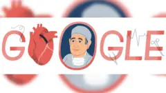 El doodle de Google que homenajea a René Favaloro en el 96° aniversario de su nacimiento.