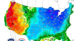 Un mapa del pronóstico del tiempo en EE.UU.
