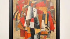 A painting hangs on a wall in Bucharest