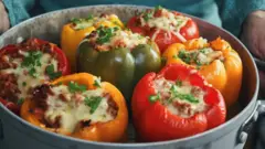 Перець, фарширований овочами та моцарелою