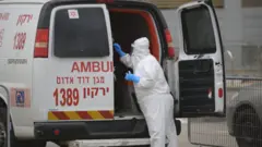 File photo of an Israeli ambulance and medic