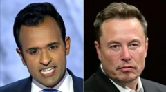 صورتان شخصيتان جنباً إلى جنب لراماسوامي وماسك