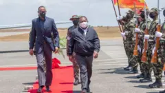Perezida Paul Kagame yakiriwe na mugezi we wa Mozambique Filipe Nyusi ku itariki ya 24/9/2021
