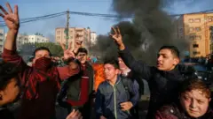 Palestinians protest in Gaza City. Photo: 29 January 2020