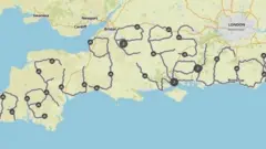 Final map showing 'refugees welcome' being spelled out by a GPS tracker