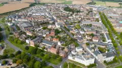 Vista aérea de Poundbury, en el condado de Dorset, Inglaterra.