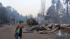 မီးရှို့ခံရတဲ့ စစ်ကိုင်းတိုင်း ကလေးမြို့နယ် နတ်ချောင်းရွာ