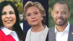 Composite of Naomi Narvaiz, Hillary Clinton, Khary Penebaker