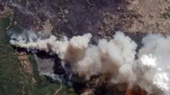 صورة ملتقطة بالأقمار الصناعية تظهر حجم الحرائق المشتعلة بالقرب من ألكسندروبوليس