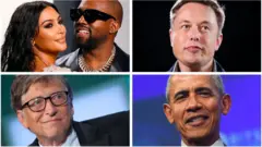 金·卡戴珊·韋斯特、坎耶·韋斯特、埃隆·馬斯克、比爾·蓋茨及巴拉克·奧巴馬賬戶均被黑客攻擊。