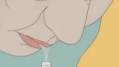 Illustration of a woman spitting