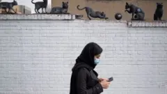 زن جوان با موبایل در تهران