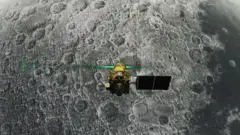 Una imagen distribuida por la agencia ISRO durante el descenso de la nave Vikram a la Luna