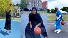 حصدت مقاطع فيديو للعب كرة السلة لفتاة أمريكية مسلمة ملايين المشاهدات عبر الإنترنت.