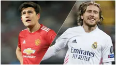 Manchester United's Harry Maguire and Real Madrid's Luka Modric