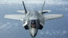 F-35B Lightning II jet flying over the UK