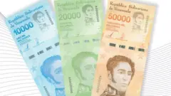 Nuevos billetes de 10.000, 20.000 y 50.000 bolívares.