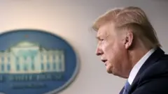 U.S. President Donald Trump speaks about the coronavirus in the press briefing room at the White House on March 16, 2020 in Washington, DC