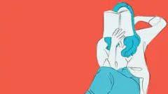 Ilustración de mujer leyendo libro