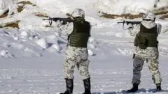 Reservists of the Karelia Brigade at a shooting practice during the Etelä-Karjala 22 (South Karelia 22) local defence exercise in Taipalsaari near Lappeenranta and close to the border with Russia, south-eastern Finland
